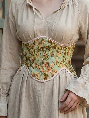  Médiéval Renaissance Cottagecore Corset Bustier Sous Poitrine Fée Paysan À lacets Fleuri Déguisement Femmes Fantaisie Halloween Carnaval Décontracté Quotidien Foire de la Renaissance LARP Adulte