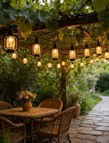  Luci a stringa solari retrò a cherosene con LED, impermeabili, per giardino, 6,5 m, 30 LED, ideali per vacanze, campeggio all'aperto, tende, matrimoni, cortili, balconi, festival di Ramadan, feste di