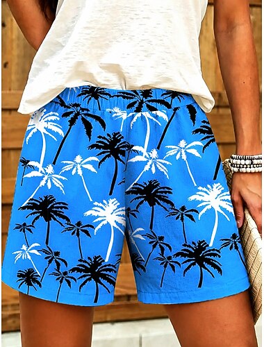  Dames Capri broeken Leggings Vakantie Vintage Hawaii Kuitlengte Medium Taille Bloemig Grafisch Tropisch Afdrukken Comfort Inelastisch Dagelijks Buiten Vakantie Geel Rood Blauw Zomer Lente Normale