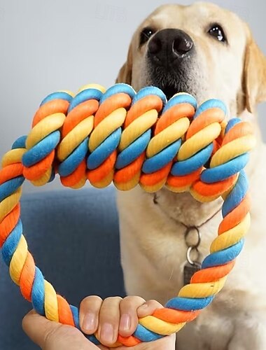  Jouet à mâcher pour chien de grande race (1 pièce) - multicolore, résistant et robuste, idéal pour les chiens qui mâchent avec force. Kit de jouet anti-mâchouillage en forme de fil dentaire.