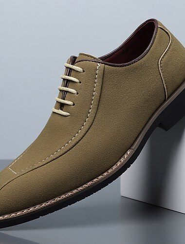  Olijfgroene derby's voor heren, veterschoenen, minimalistische formele geklede schoenen, klassieke herenschoenen voor zakenlieden, kantoor, bruiloften, banketten en stijlvolle gelegenheden.