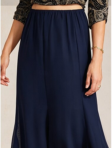  Női Sifon szoknya Elegáns Midi Közepes csípő Szoknyák Elasztikus derékpánt Mikroelasztikus Napi Koktélparty Sötétkék Nyár