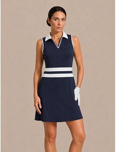  Damen Golfkleid Meerblau Schwarz Marinenblau Ärmellos Kleid Damen-Golfkleidung, Kleidung, Outfits, Kleidung