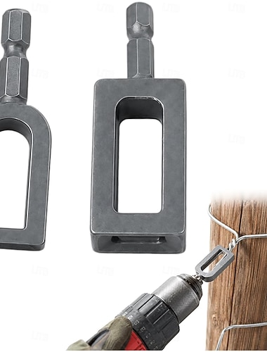  2-teiliges Drahtdrehwerkzeug für Bohrmaschinen, Drahtmutterdreher, multifunktionaler Drahtdreher/Knoter aus Eisen mit 6-mm-Sechskantschaft, Wickelwerkzeug &Gewindehülse, Universalbohrer, für Bau- und