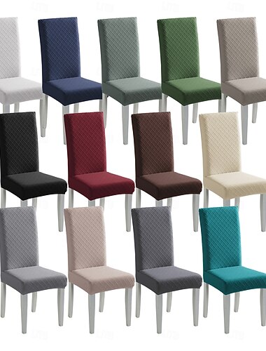  Housses de chaises de salle à manger en jacquard extensible, housses texturées en spandex pour la cuisine & hôtel