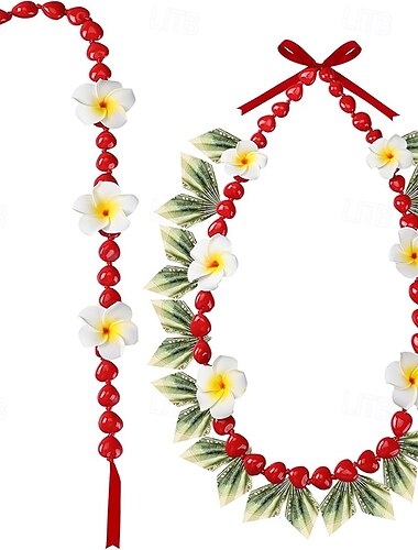  Valmistujaiskaulakoruseppel akryylistä ja tekokukista, 59,84 tuumaa, sisältää 10 erilaista seppelettä havaijilaisiin valmistujaisjuhliin, tupsukoristeita ja kiinalaisia solmuja