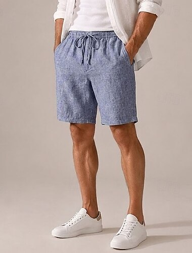  Pantaloncini da uomo con coulisse, 100% lino