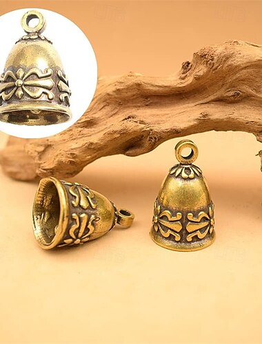  Pacote com 4/8 sininhos vintage pequenos, sinos artesanais em bronze antigo com relevo para fazer sinos de vento, pingentes para bijuterias, coleiras para animais de estimação, decoração rústica para