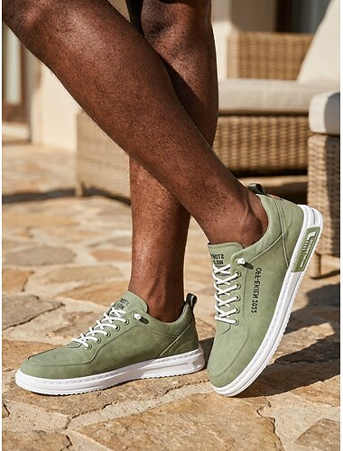  Scarpe da ginnastica casual da uomo verde chiaro, basse, con lacci, comode per camminare, ideali per resort all'aperto, viaggi, tempo libero nel fine settimana e abbigliamento casual elegante.
