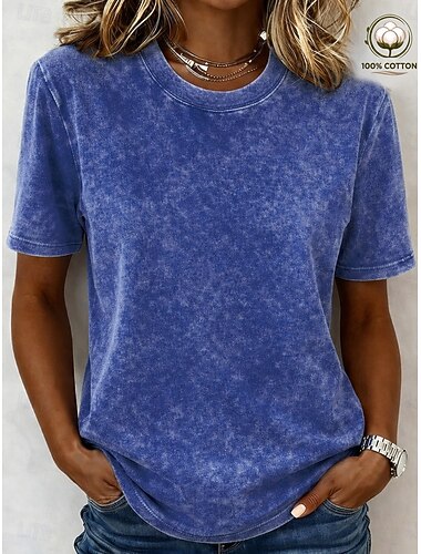  T-shirt da donna 100% cotone - maglietta vintage di qualità a maniche corte con scollo rotondo