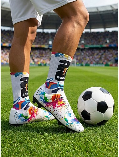  Casual sneakers voor heren met voetbalthema uit 2026 - kleurrijke veterschoenen met graffiti-print, faneditie schoenen voor evenementen voor fans. &buitenactiviteiten