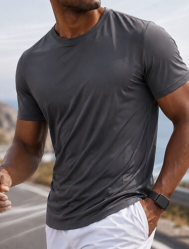  Herren T Shirt T-Shirt Kurzarm Rundhalsausschnitt Sommer Frühling Einfach Lässig sportlich Schnelltrocknend Schlank Lässig Täglich Sport Hellblau Schwarz Weiß Top T-Shirt für Herren