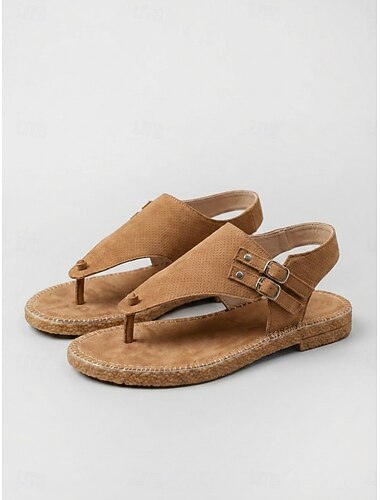  Beige damsandaler - lätta sommarsandaler med elastiskt band för stranden, vardagskläder och resor