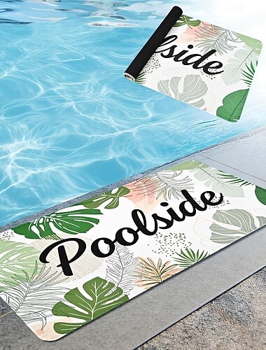  Alfombra para piscina de 24x48 pulgadas, alfombra antideslizante para piscina, alfombras para sentarse junto a la piscina con base de goma, alfombra de verano para patio, playa, piscinas y áreas de