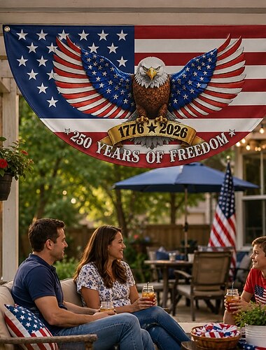  2 Stück U.S. 250. Jubiläumsflagge 1,5x3 FT 1776-2026 Fan-Flags Wimpel-Flagge patriotische Sterne Garten-Schilder hängende Dekoration für draußen Eingangstür Veranda Willkommens-Hintergrund mit