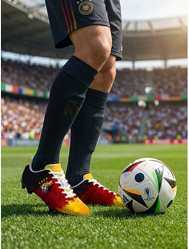  Voetbalschoenen voor heren met Duitse vlag - lichtgewicht voetbalschoenen met antislip rubberen zool, sportief schoeisel voor trainingen, wedstrijden, fanevenementen en voetbal in de buitenlucht.