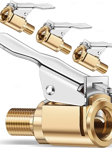  Conjunto de 4 bicos de ar para pneus com adaptador de clipe, bicos anti-vazamento para bomba de ar comprimido de veículos, acessórios de conexão.