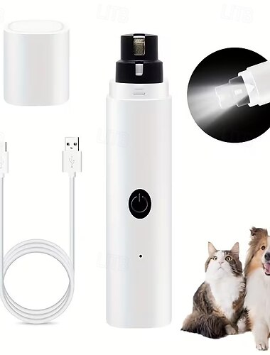  Tagliaunghie elettrico per cani e gatti, silenzioso, con luce LED. &protezione di sicurezza, lima per unghie per cuccioli ricaricabile e indolore