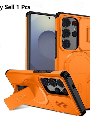  telefon fodral Till Samsung Galaxy S26 S25 Edge S24 FE S23 Ultra Plus A37 A57 A56 A36 A26 A16 Skal Med Magsafe med stativ Stöd för trådlös laddning Stötsäker Rustning ABS + PC