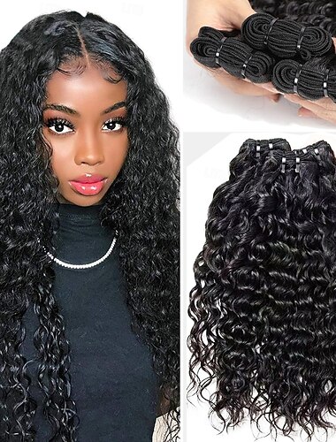  3 bundels Haar weeft Peruaans haar Watergolf Extensies van menselijk haar Echt haar Menselijk haar weeft Bundel haar Extentions van mensenhaar 8-28 inch(es) Natuurlijke Kleur Zacht Stress en