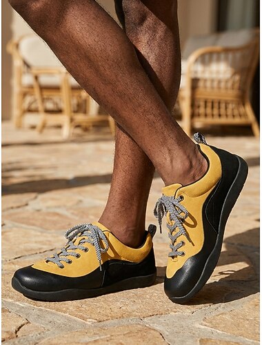  Per uomo Vintage Sportivo Casual Quotidiano Resort all'aperto Camoscio Confortevole Allacciatura Nero Giallo Blu Estate Primavera Autunno