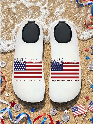  Herenwaterschoenen met Amerikaanse vlag – lichtgewicht, sneldrogende zwemschoenen voor op het strand, bij het zwembad of tijdens Independence Day. &watersporten