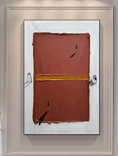  Mintura, pintura al óleo sobre lienzo hecha a mano en arcilla roja, decoración de pared, imágenes abstractas modernas con textura para la decoración del hogar, pintura enrollada sin marco ni estirar.