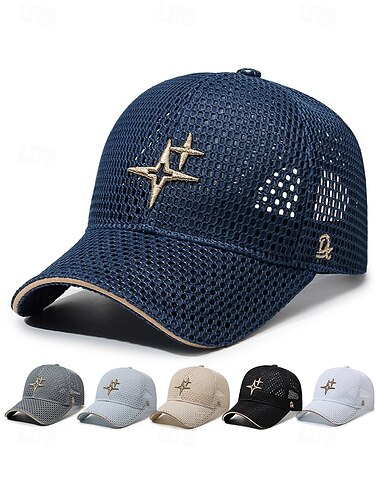  Casquette trucker homme en maille respirante - casquette de baseball en polyester avec broderie étoile, plusieurs couleurs, fermeture réglable à pression pour les activités de plein air et les voyages