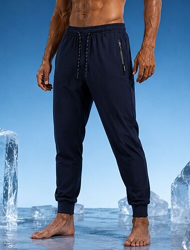  Per uomo Joggers Pantaloni Pantaloni casual Pantaloni ad asciugatura rapida Borse refrigeranti Coulisse Tasca Elastico in vita Tinta unica Leggero Traspirante Lunghezza intera Quotidiano Palestra