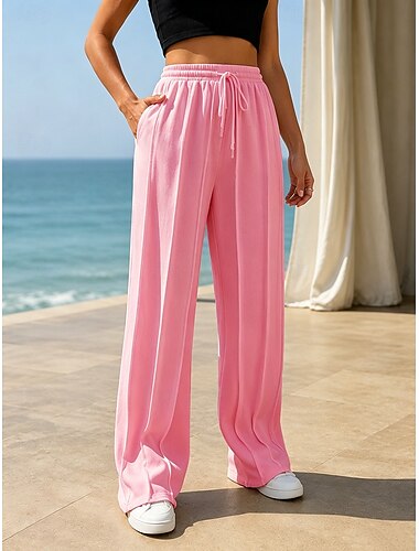  Per donna Pantaloni da yoga Gamba larga Pantaloni casual Attivo Casual Lunghezza intera Vita Alta Nero Bianco Fuschia Marrone Estate Primavera Autunno Inverno