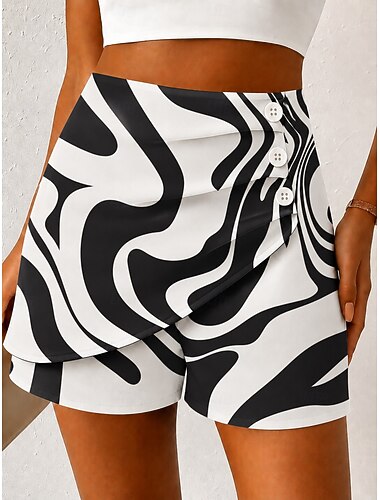  Dames Chinese Korte broek Elegant Vakantie Vintage Korte Hoge taille Grafisch Vlinder Abstract Meerlaags Sneldrogend Comfortabel Ademend Inelastisch Dagelijks Buiten Vakantie Kastanjebruin Wit
