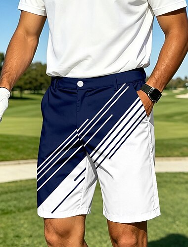  Herre Geometrisk Linjer / bølger Abstrakt kunst Bermudashorts Casual shorts Shorts til golfbruk Medium Midje Business Casual Arbeid Golf Strandferie Flate shorts med fire lommer Designer Klær