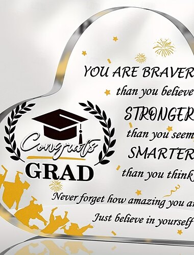  Regalo di laurea motivazionale in acrilico, regalo di diploma a forma di cuore per lui/lei, souvenir creativo per figlio e figlia, adatto a ragazzi/ragazze
