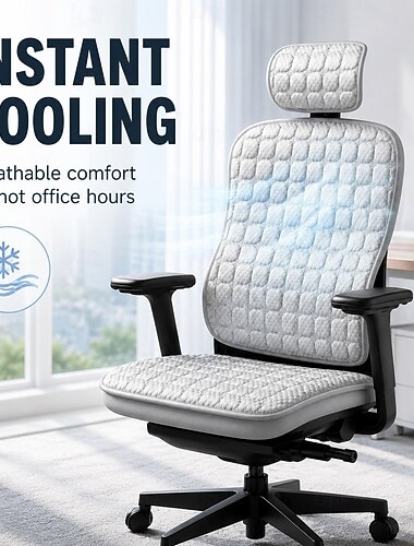  Capa protetora para cadeira de escritório, capa refrescante para cadeira de mesa, capa ergonômica para cadeira de computador com encosto de cabeça, encosto e almofada de assento, lavável e resistente