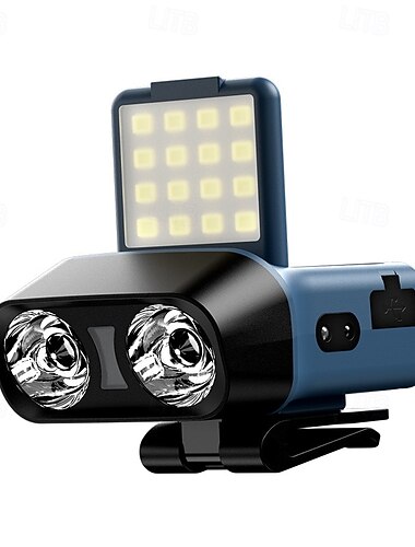  Lampe frontale à clip pour chapeau avec capteur LED, luminosité réglable, cinq modes d'éclairage et fonction de variation continue, étanche.