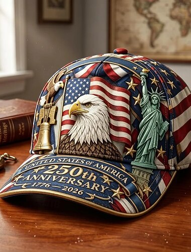  Cappellino da baseball patriottico con aquila per il 250° anniversario degli Stati Uniti, cappellino regolabile da papà per il giorno dell'indipendenza americana (1776-2026) con bandiera americana.