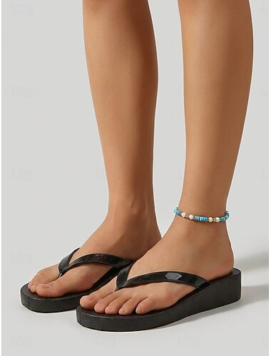  Infradito da donna nere in EVA - sandali con zeppa alta per feste in piscina e vacanze al mare &abbigliamento estivo da resort