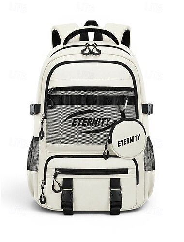  Zaino capiente per studenti, in poliestere, multicolore, con spallacci regolabili e numerose tasche, ideale per il ritorno a scuola, i viaggi, le attività all'aperto e l'uso quotidiano.