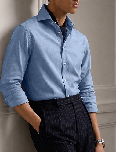  Per uomo Camicia Camicia elegante Camicia Oxford Camicia con Bottoni Blocco di colori Quotidiano Affari Rosa chiaro Blu chiaro Verde chiaro Kaki Manica Lunga Collo ripiegato Tutte le stagioni