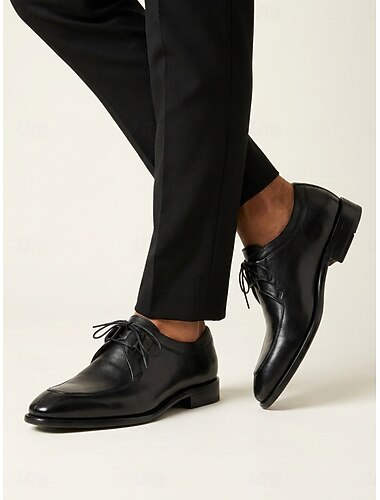  scarpe eleganti da uomo in pelle nera: design di alta qualità con finitura liscia, perfette per matrimoni e occasioni formali