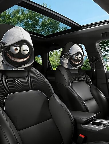  2/4/6 Stück Auto-Kopfstützenbezüge mit lustigen Cartoon-Motiven, abnehmbar und waschbar, ideal für lange Fahrten und den täglichen Arbeitsweg, perfekte Autodekoration