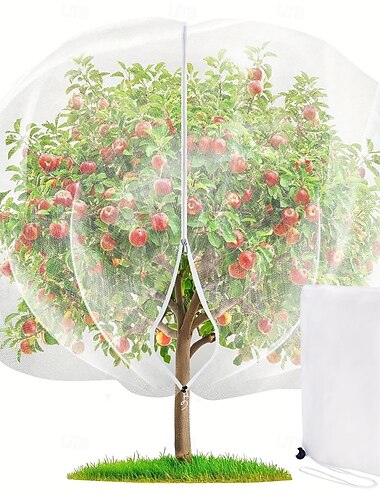  Schutznetz für Obstbäume, vogelsichere Netzabdeckung, schützt Apfelbäume und Heidelbeersträucher vor Vögeln, Schädlingen, Rehen und Zikaden, mit Reißverschluss und Kordelzug (verschiedene Größen