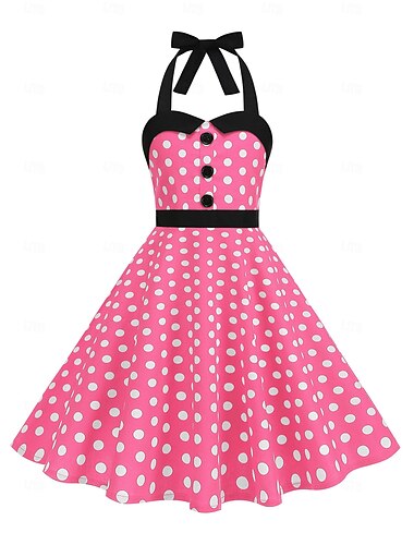  1950s Retro Vintage Tea Length Dress Swing Dress Flare Dress Sleeveless Polka dots Fit & Flare Fancy Dress Girls' Masquerade Tea Party Casual Daily Kid's Dress Spring & Summer