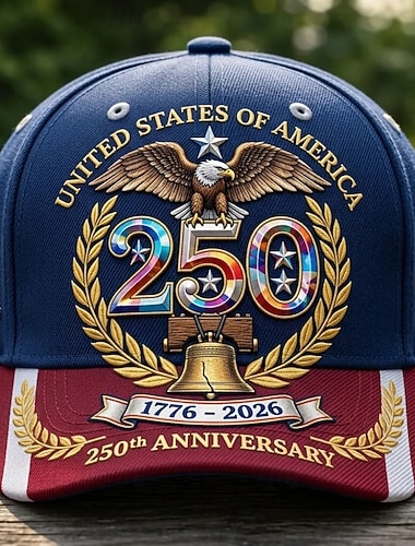  USA:s 250-årsjubileumsbasebollkeps, patriotisk örntryckt keps för män och kvinnor, justerbar snapback-keps för pappa, minneskeps för Amerika 1776-2026 för självständighetsdagen, utomhusresepresent