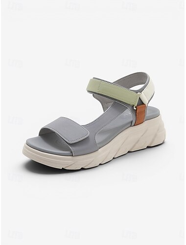  Sandali da donna grigi regolabili con triplo cinturino e supporto plantare, comodi e ideali per camminare, con chiusura in velcro. &Suola ammortizzante per piedi gonfi, ideale per viaggi e spiaggia.