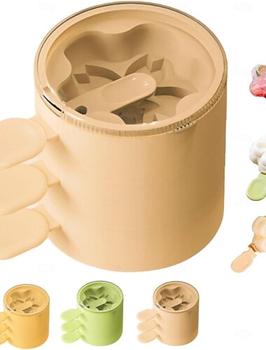  Silikon-Eisform in Blumenform mit Deckel und wiederverwendbaren Stielen, niedlicher Eisformer für selbstgemachtes Frozen Yogurt, Pfirsicheis, Saft und Eiscreme, sommerliche Dessertform für