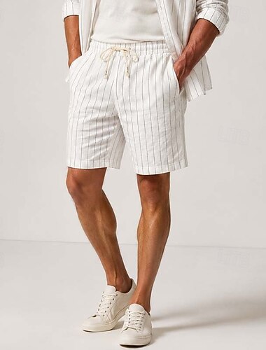  pantaloncini da uomo a righe in lino per le vacanze estive