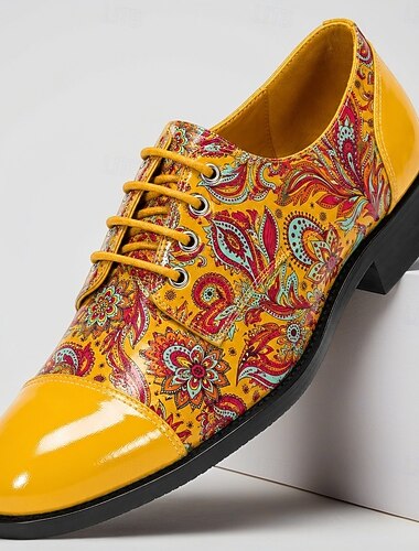  Per uomo Moda Classico Festa & Sera Pelle PU Confortevole Antiscivolo Traspirante Allacciatura Giallo Estate Primavera Tutte le stagioni