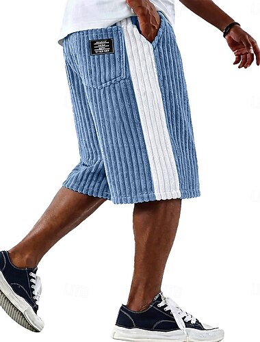  Homme Shorts Short décontracté Short en velours côtelé Short texturé Patchwork Bloc de Couleur Uni Couleur Pleine Confort Respirant Longueur Genou Occasionnel Extérieur Plage Vacances Mode Noir Vert