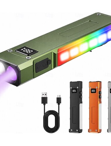  Uppladdningsbar EDC-ficklampa, 1200 lumen ultraljus platt ficklampa med 9 lägen, bärbara ficklampor med UV-ljus, magnetisk ficklampa för arbete